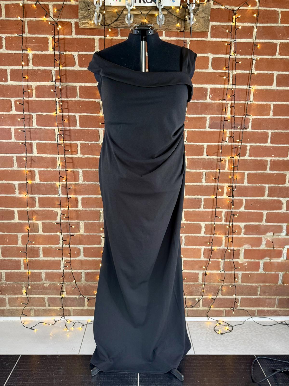 #40 Goddiva Plus DR2594P Black Off Shoulder Maxi Dress – UK 22