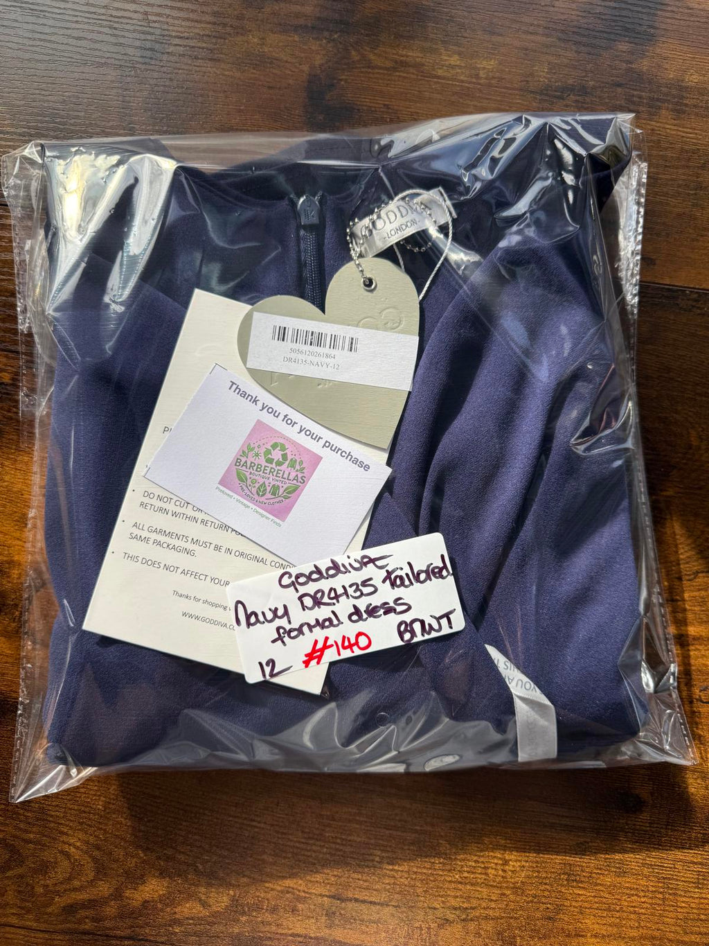 Goddiva London DR4135 Navy Tailored Midi Dress UK 12 Elegant #140