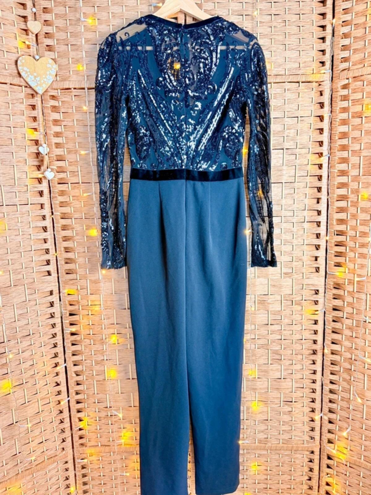 Goddiva Black Sequin Jumpsuit UK 8 Evening Party Occasion