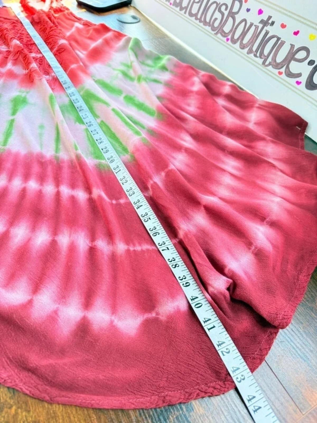 Boho Tie Dye Swing Dress Embroidered Summer Cover Up 16-18