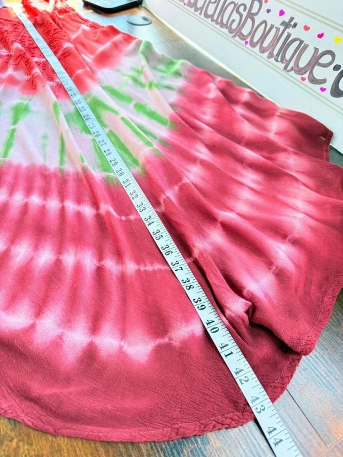 Boho Tie Dye Swing Dress Embroidered Summer Cover Up 16-18