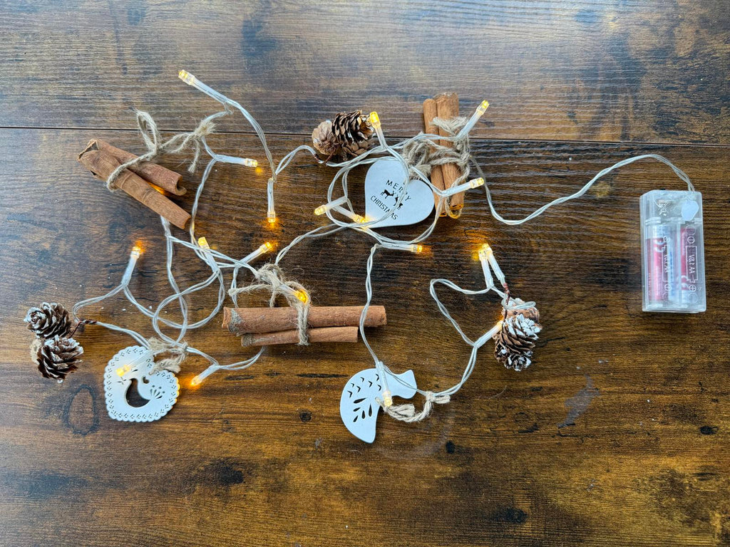 Cugoo Cinnamon Pine Cone Lights - Battery Powered Decorative String Lights