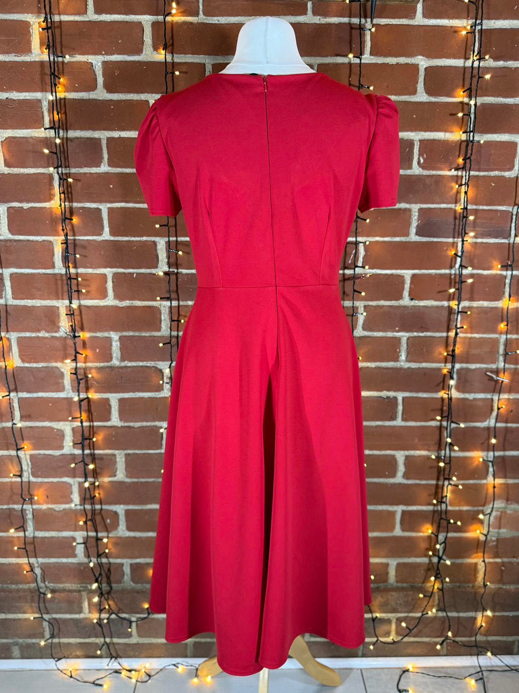 Goddiva Red Ruffle V-Neck A-Line Midi Dress Size 14 DR3876 BNWT #218
