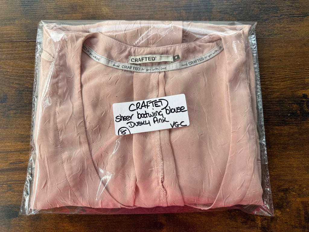 CRAFTED Light Dusky Pink Oversized Button-Up Blouse - Size 8