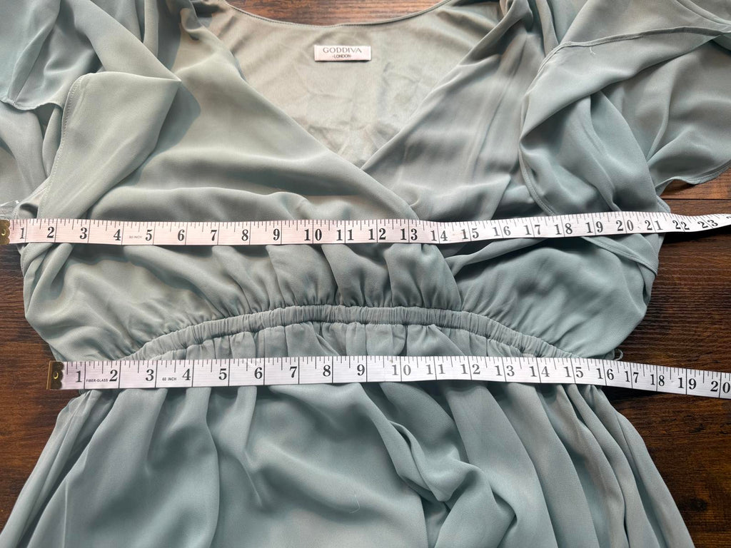 Goddiva Sage Green Wrap Midi Dress DR2555 UK 18  See Images!                 247