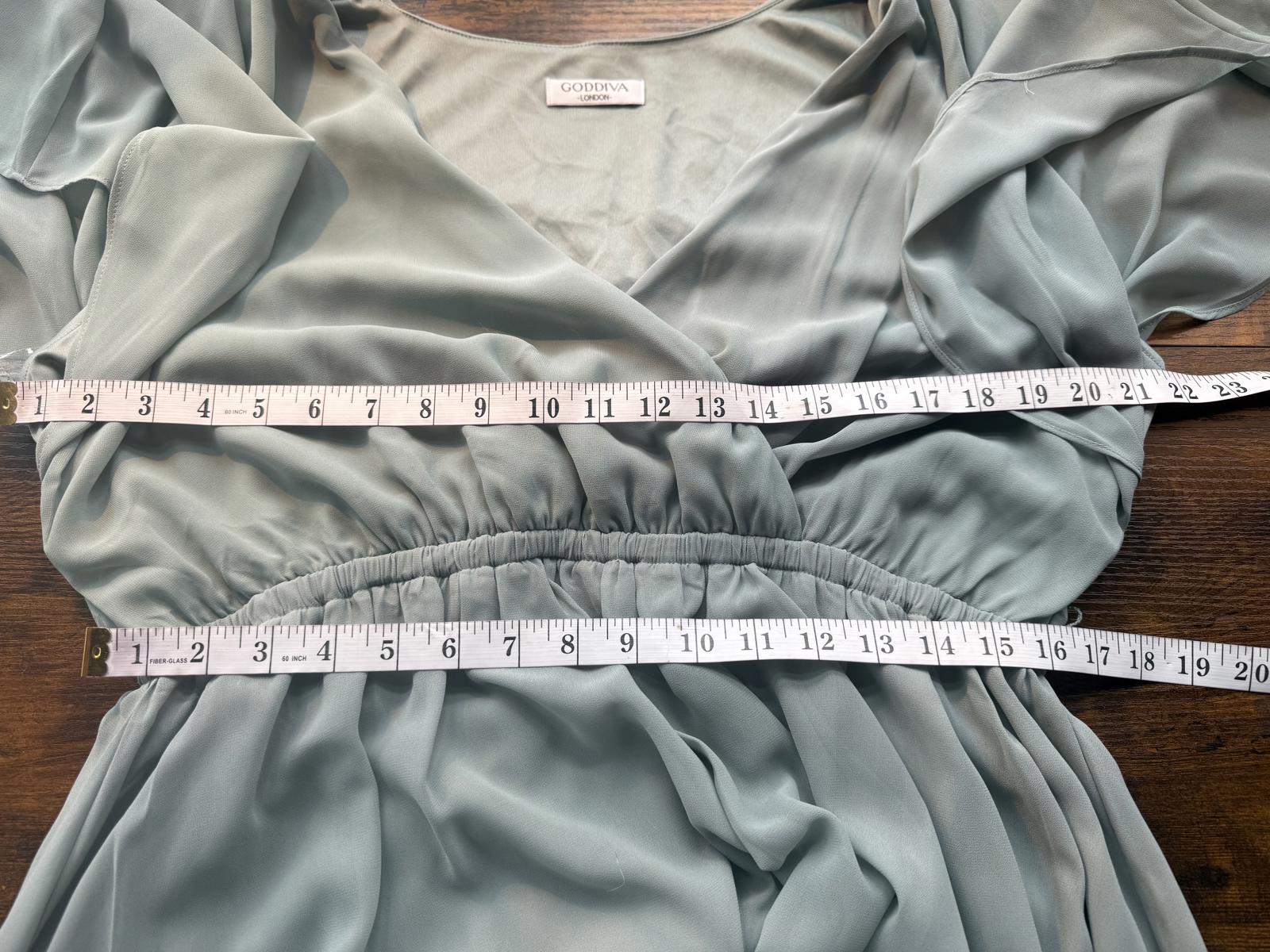 Goddiva Sage Green Wrap Midi Dress DR2555 UK 18  See Images!                 247