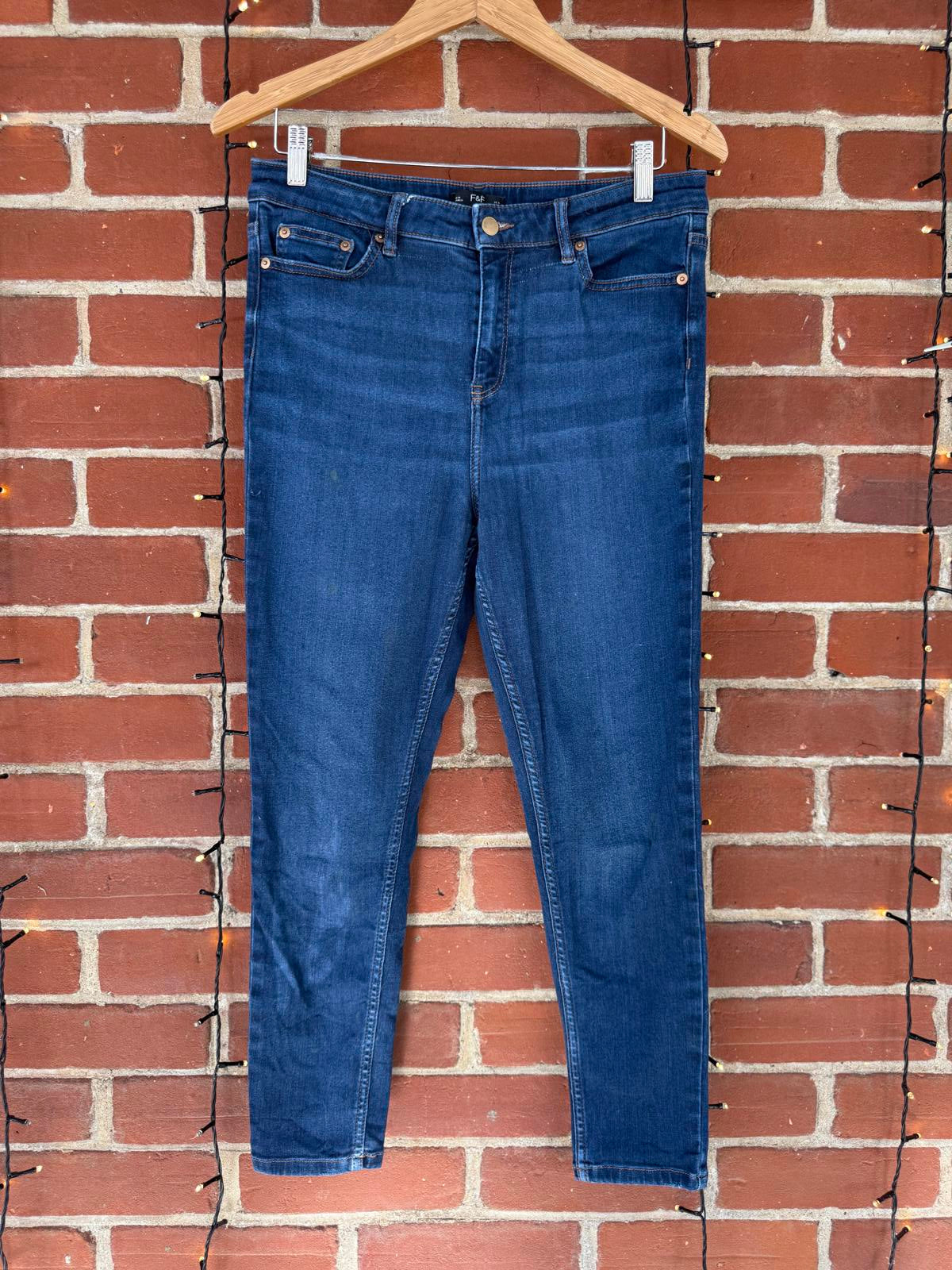 F&F Women’s Skinny Jeans – Dark Blue Denim – UK 14