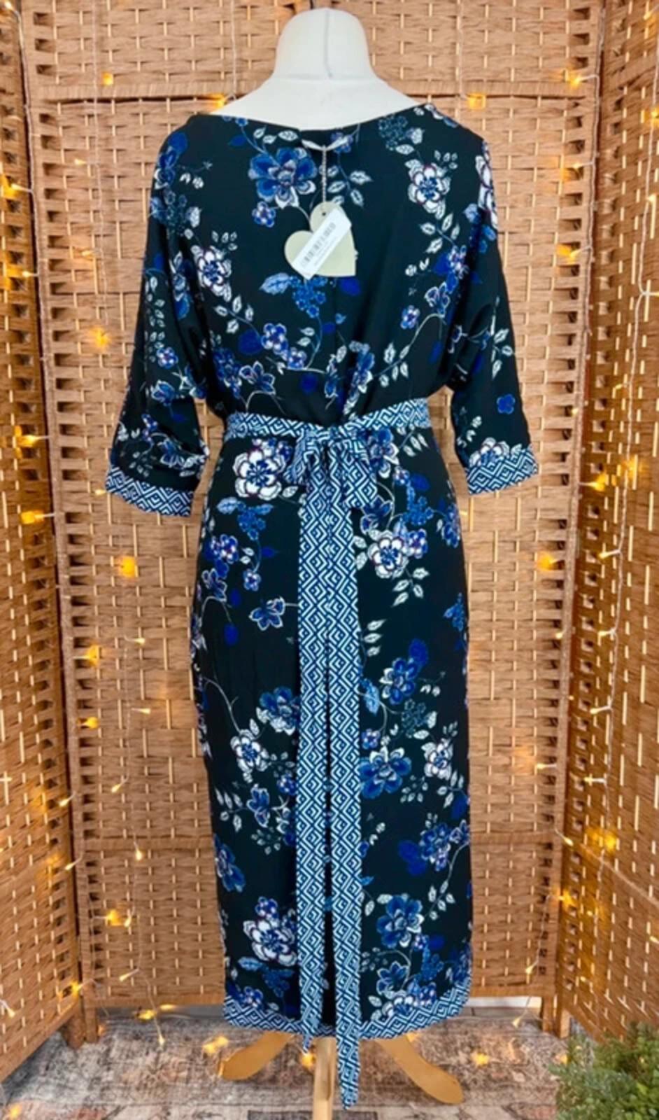 Goddiva Reversible Wrap Dress UK 10-14 Blue Floral Midi Boho