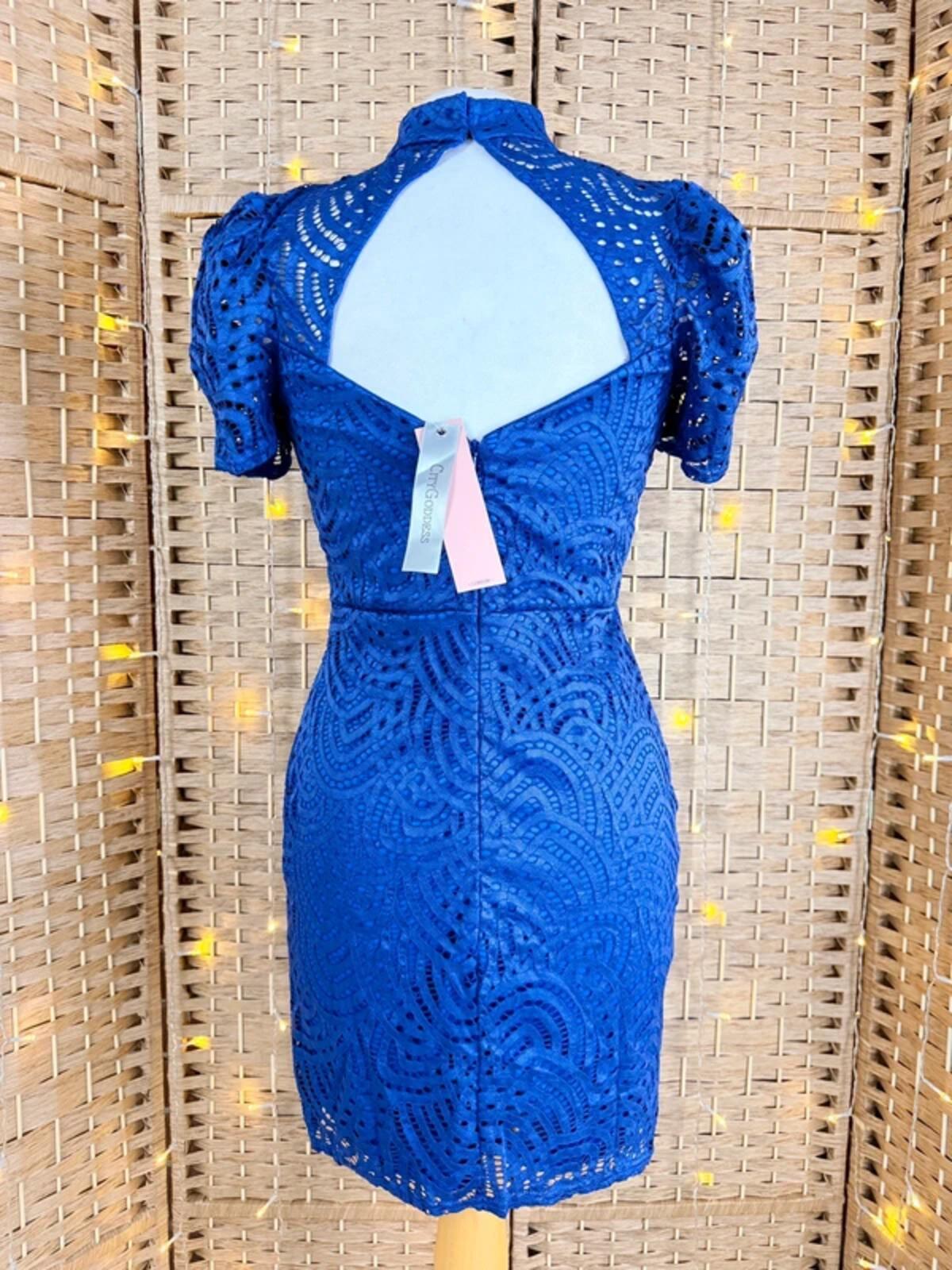 Royal Blue Lace Mini Dress UK 12 BNWT Holiday Ibiza Party