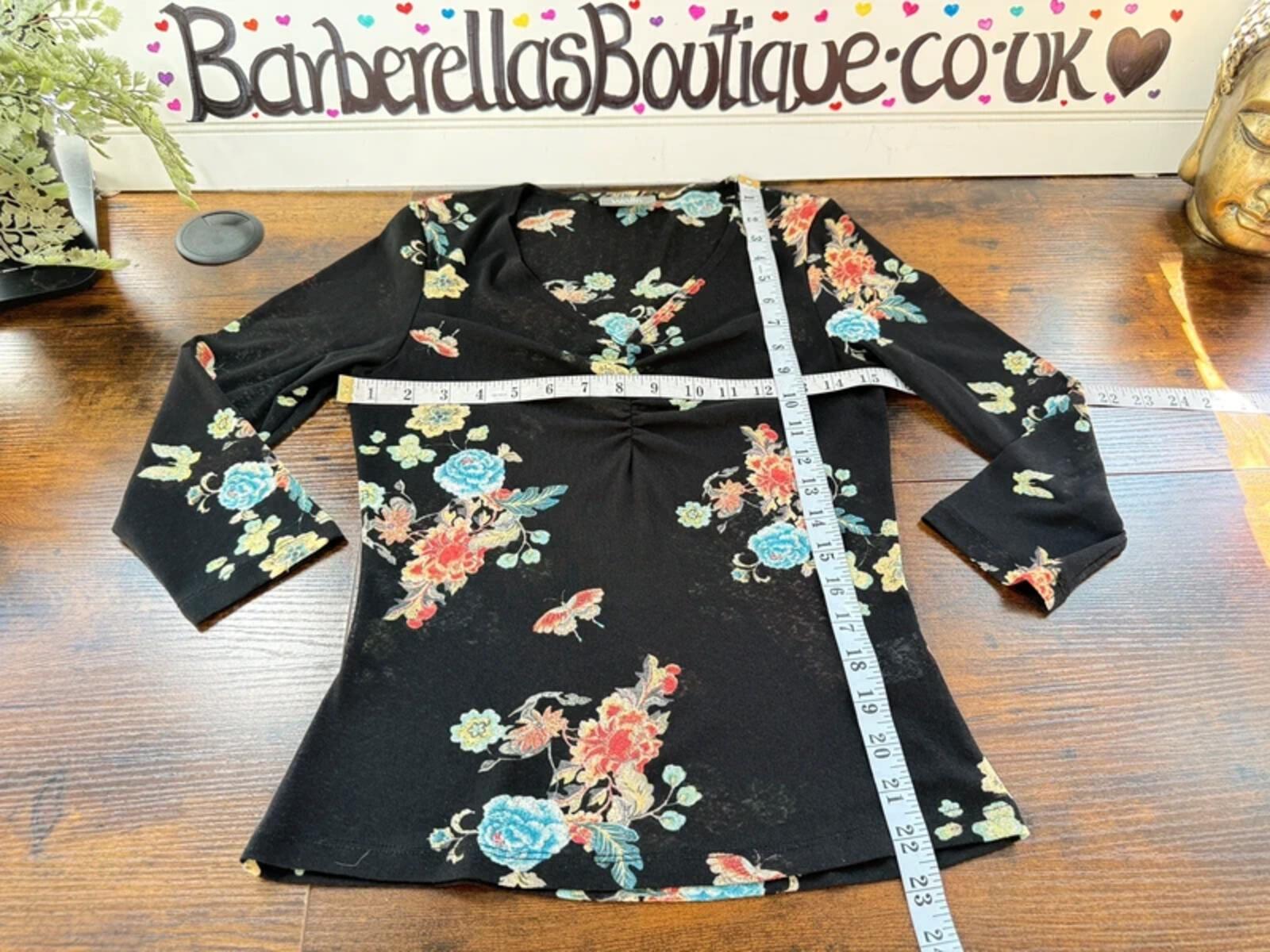 Y2K Wallis Sheer Floral Top UK 14 Boho Mesh 00s Vintage