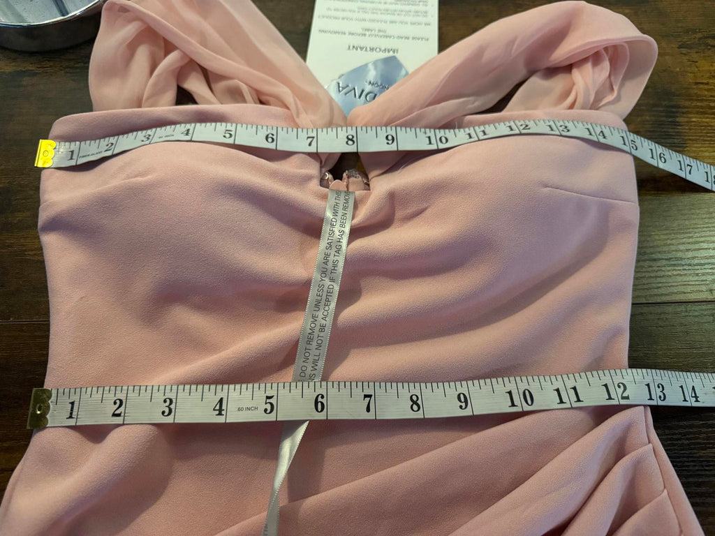 Goddiva London Blush Pink Bardot Draped Midi Dress UK 10 – Ruched Wrap Style 229