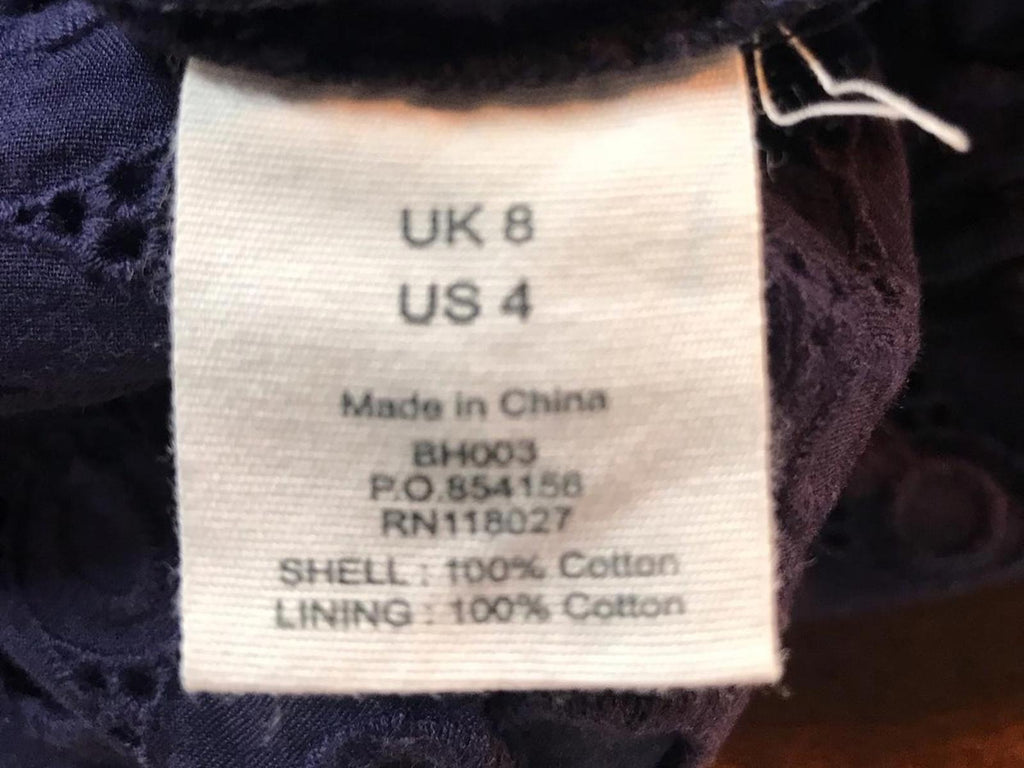 Boden Limited Edition Navy Broderie Anglaise Dress – UK 8