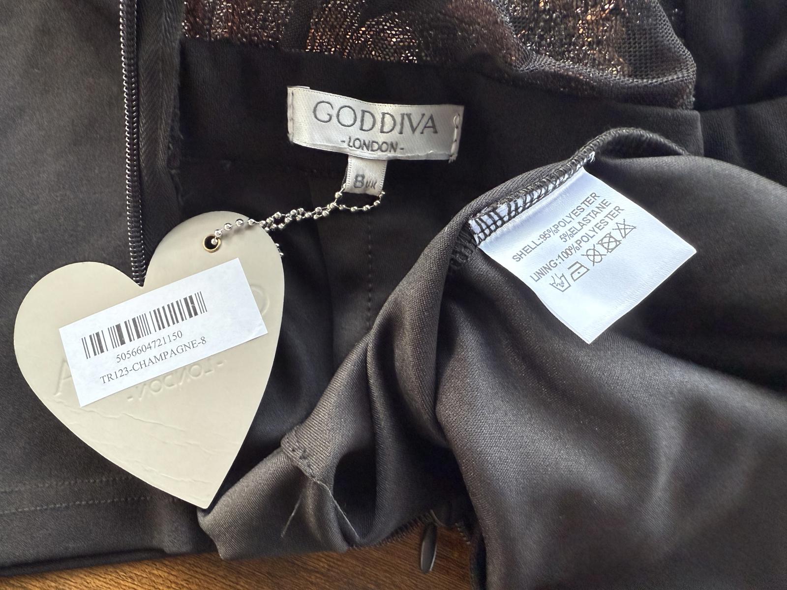 Goddiva London TR123 Champagne Sequin Tux Jumpsuit UK 8 BNWT Evening Wear