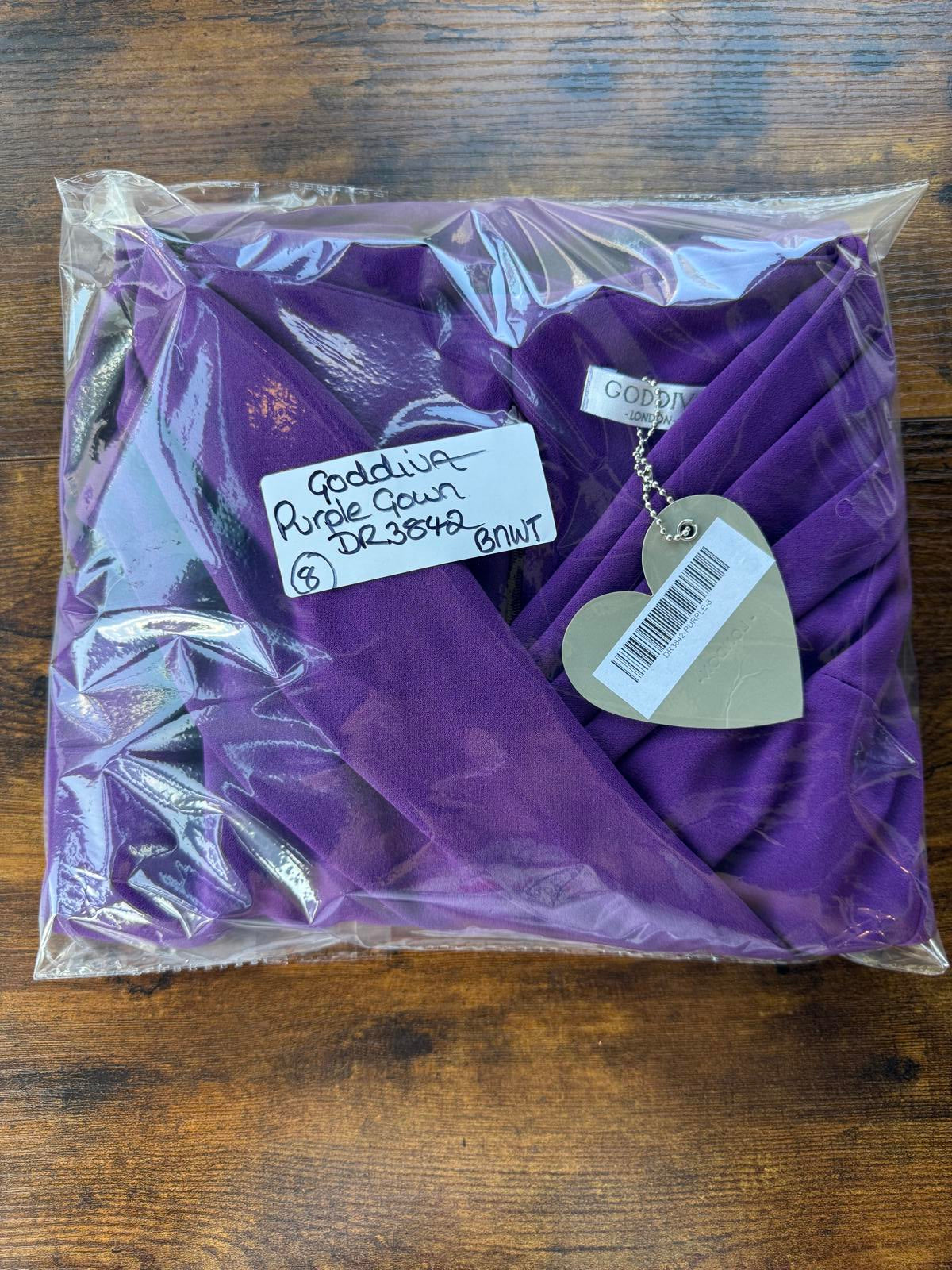 💜 Goddiva London Purple Off-Shoulder Maxi Dress – UK 8-10