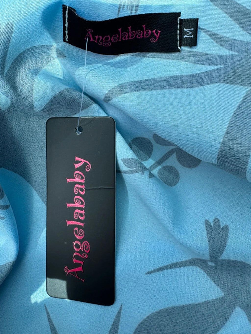 💙 Angelababy Blue Tropical Print Puff Sleeve Wrap Blouse – Size M (BNWT)