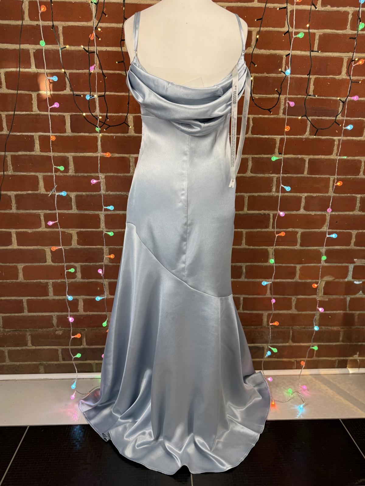 Goddiva Ice Blue Satin Maxi Dress UK 12 Evening Dress      Read Info!        282