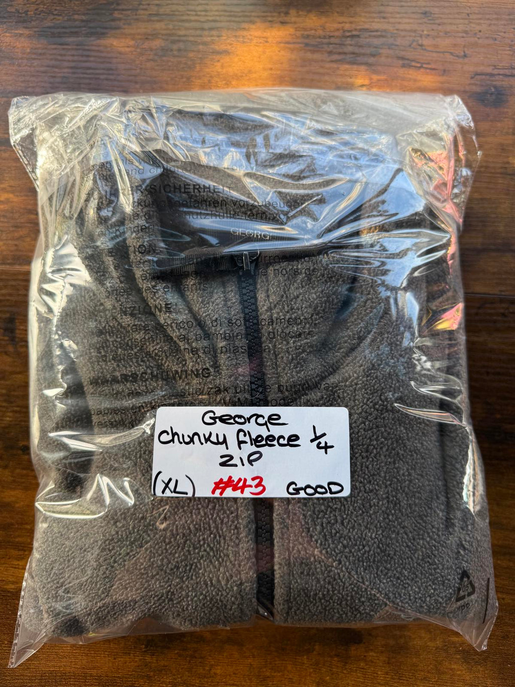 George Men’s Fleece Jumper XL (46–48” Chest) Grey Quarter Zip Pullover #43