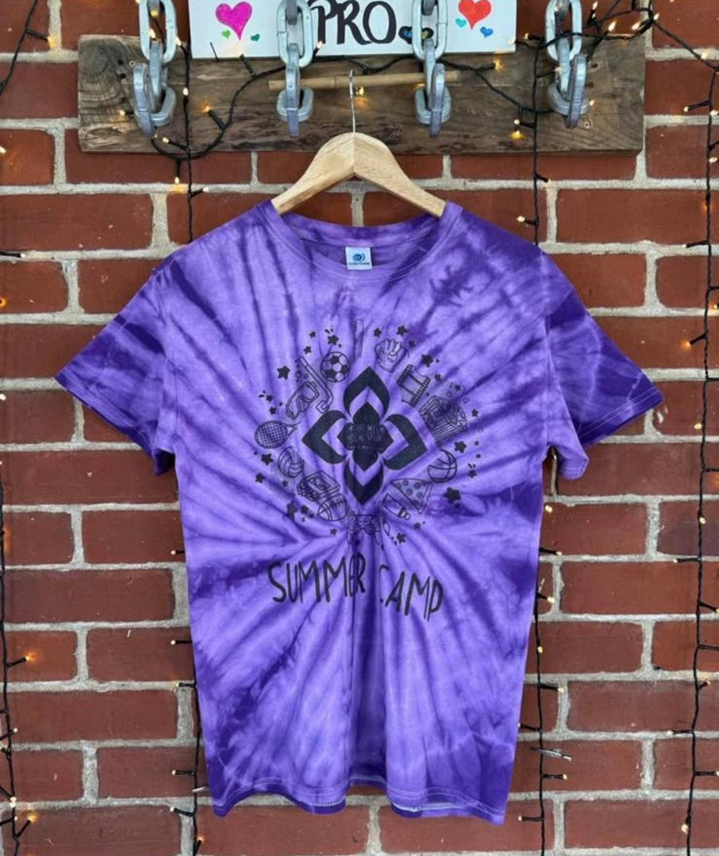 Tie-Dye Purple Summer Camp T-Shirt Size 12