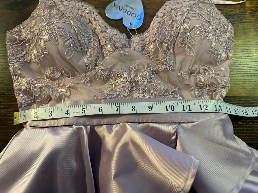 Goddiva London Blush Pink Satin Layered Dress UK 10-12 | Embroidered Gown