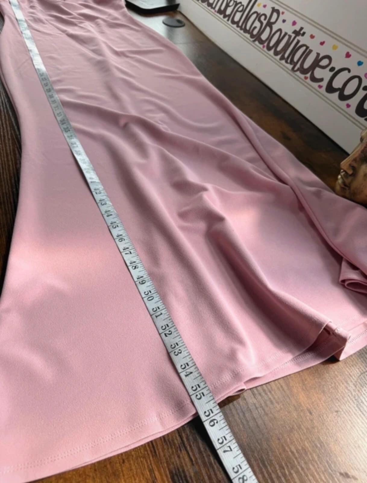 Quiz Dusky Pink Maxi Dress UK 10 Pearl Trim V Neck Occasion Gown