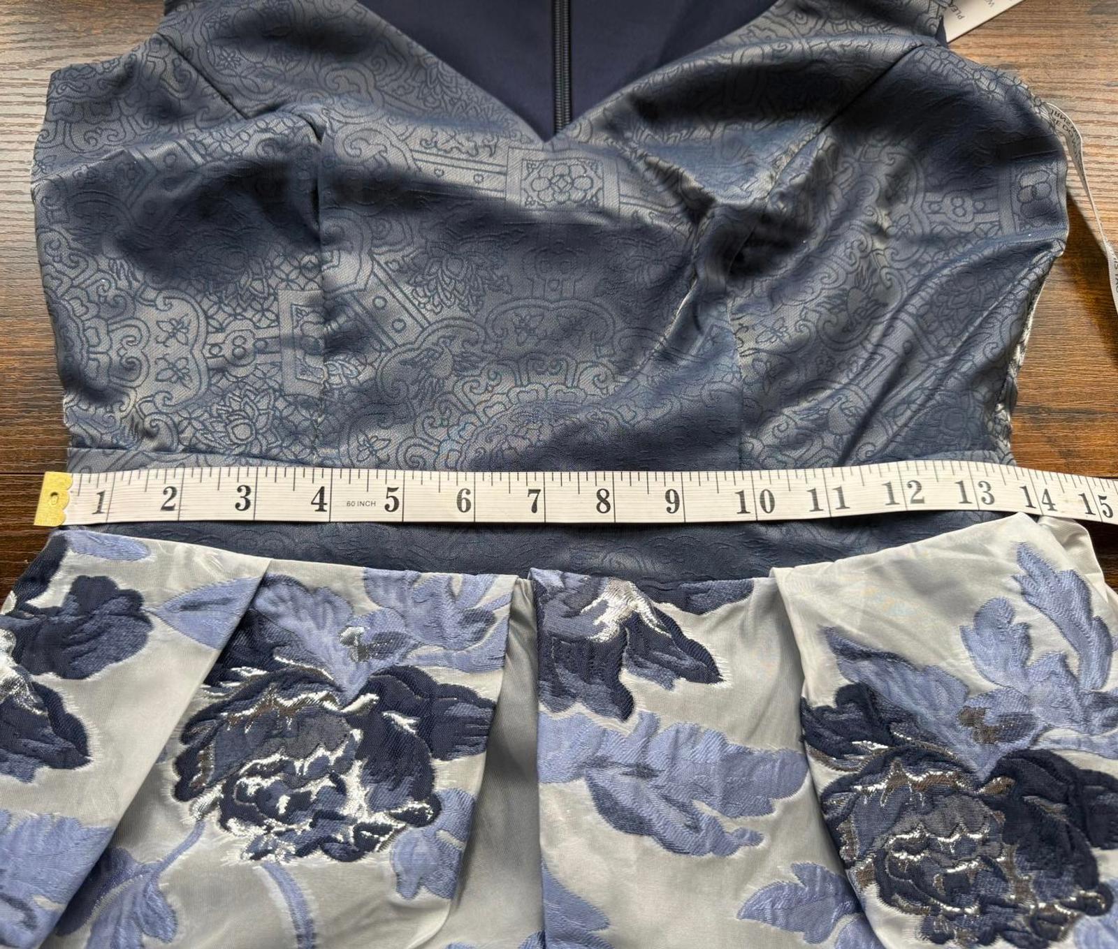 Goddiva London DR3409A Blue Floral Jacquard Prom Dress Size 8-10