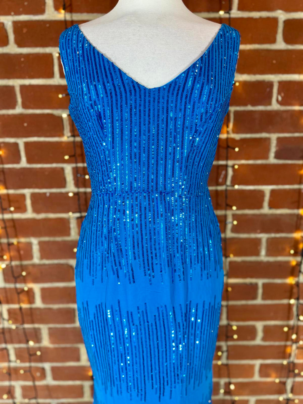 💙 Goddiva London Vivid Blue Sequin Maxi Dress (DR2023, UK 10)