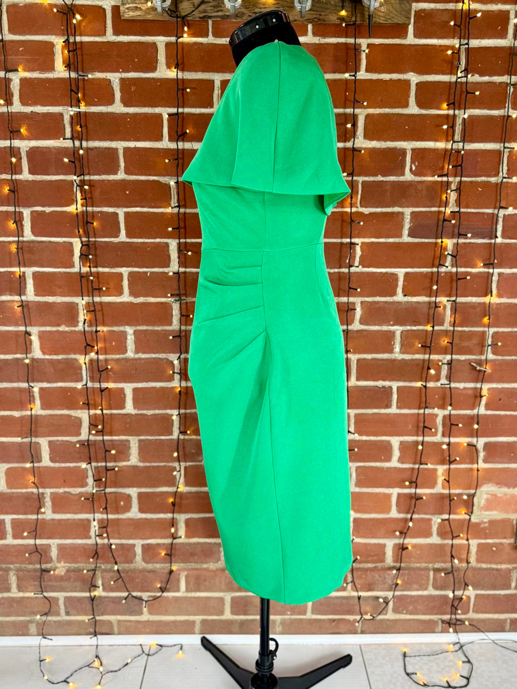 Boohoo Emerald Green Detachable Cape Midi Dress UK 16 BNWT Bodycon #126