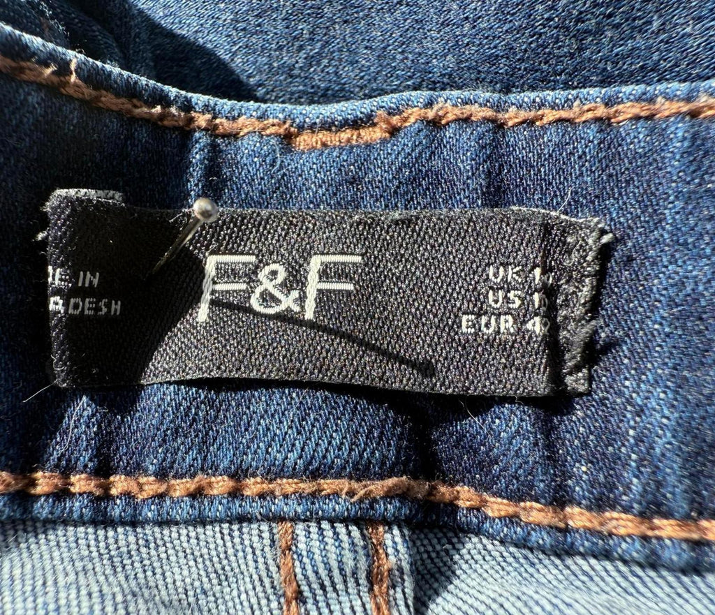 F&F Women’s Skinny Jeans – Dark Blue Denim – UK 14