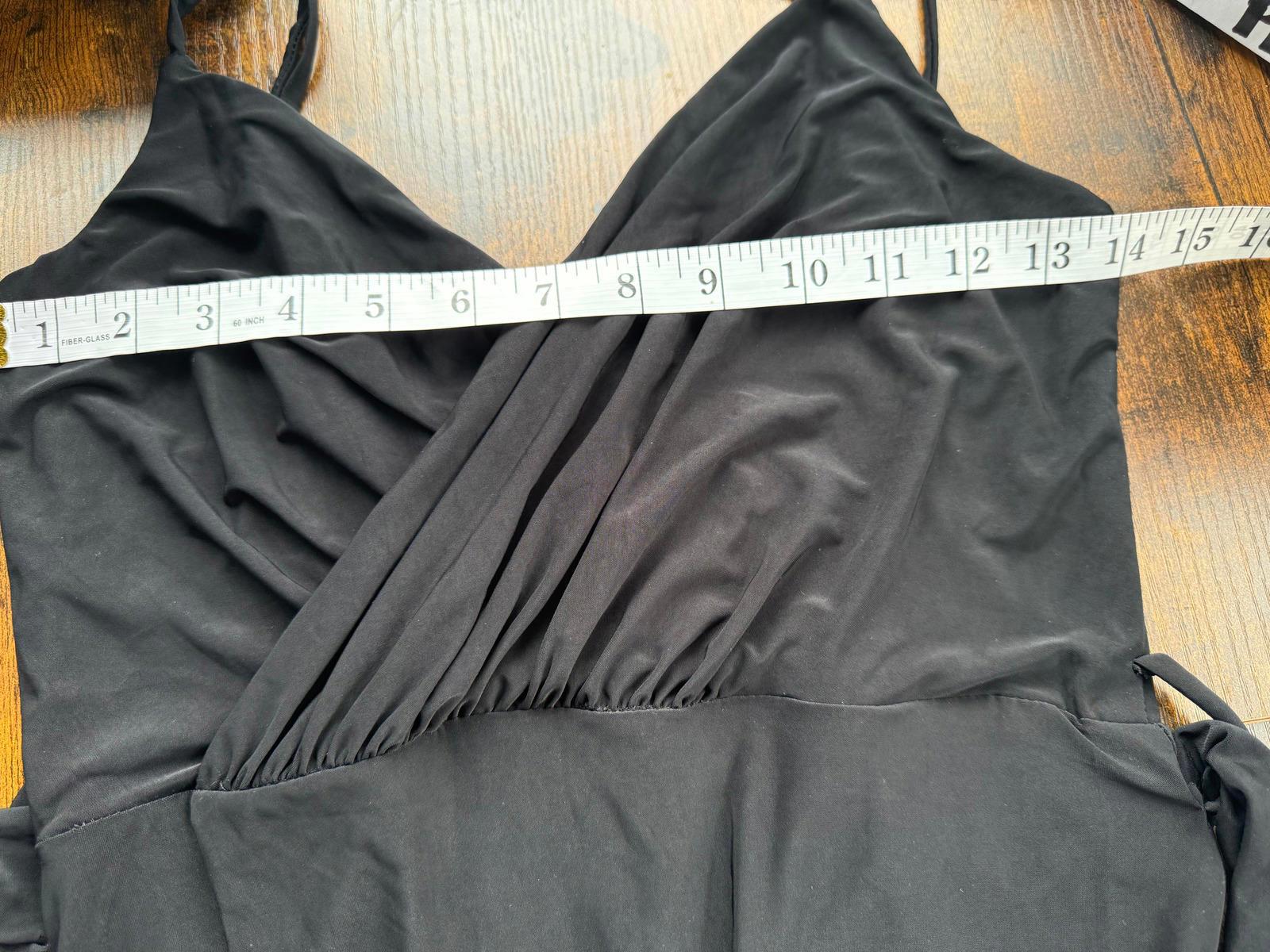 Black Wrap Maxi Dress Strappy V Neck Tie Waist Bodycon UK 6 Approx    sku001