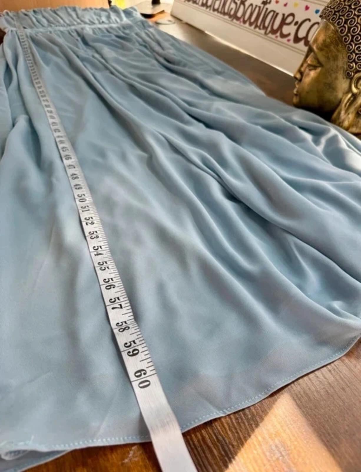 Goddiva Dusky Blue Chiffon Maxi Dress UK 16 Evening Gown