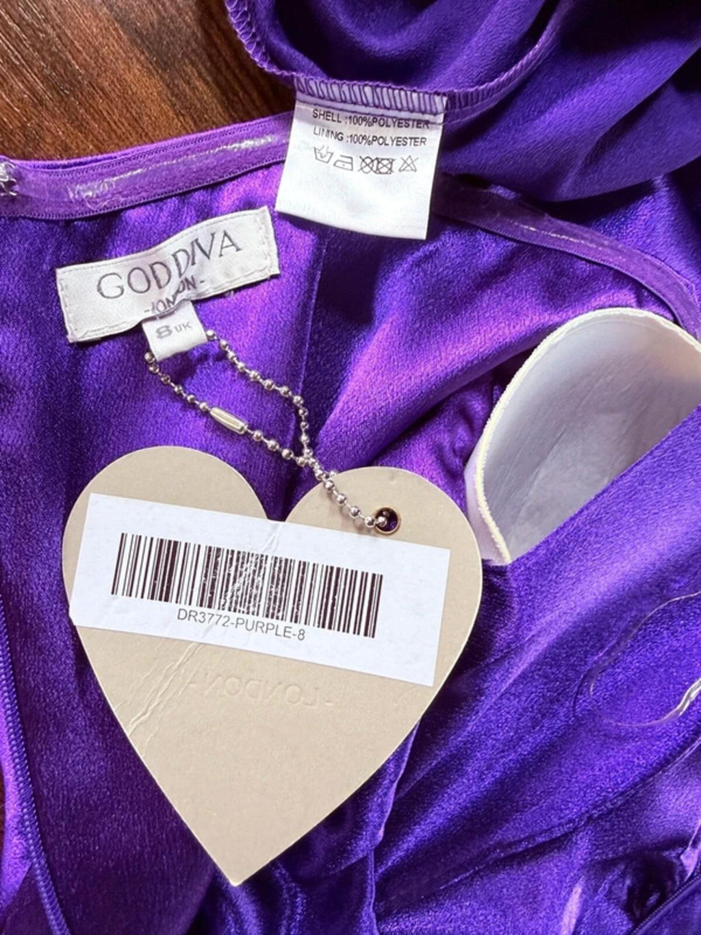 Goddiva Purple Satin Maxi Dress UK 8 BNWT Prom Evening Gown
