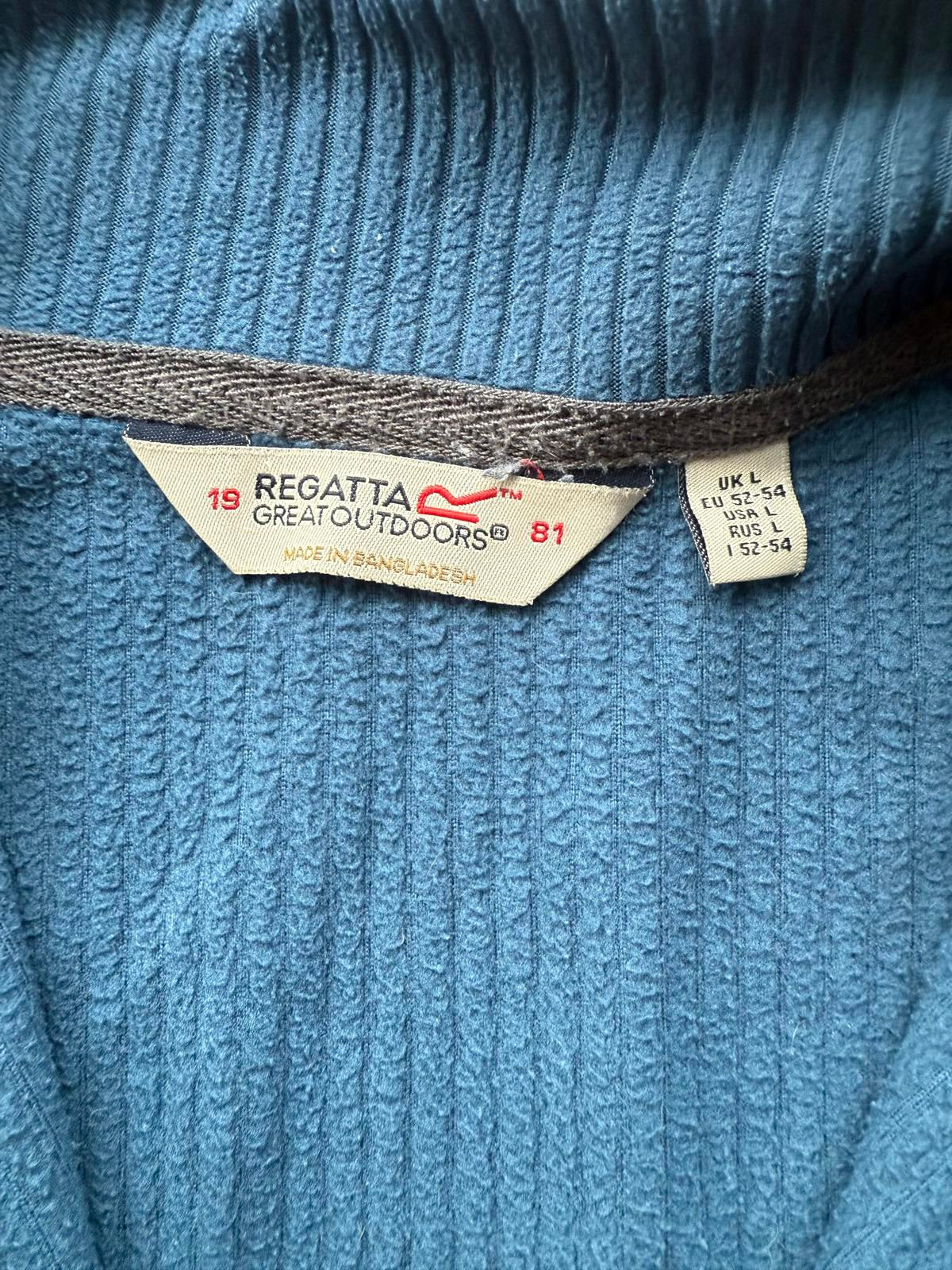 Regatta Great Outdoors Blue Ribbed Half Zip Fleece L 18–20 Walking Jumper VGC 65