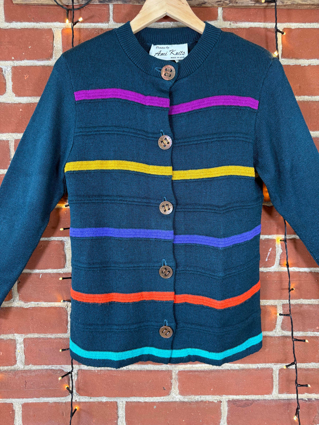 Vintage 1980/90s Ami Knits Petites Cardigan  Shoulder Pads UK Size 12/14 NUM 59