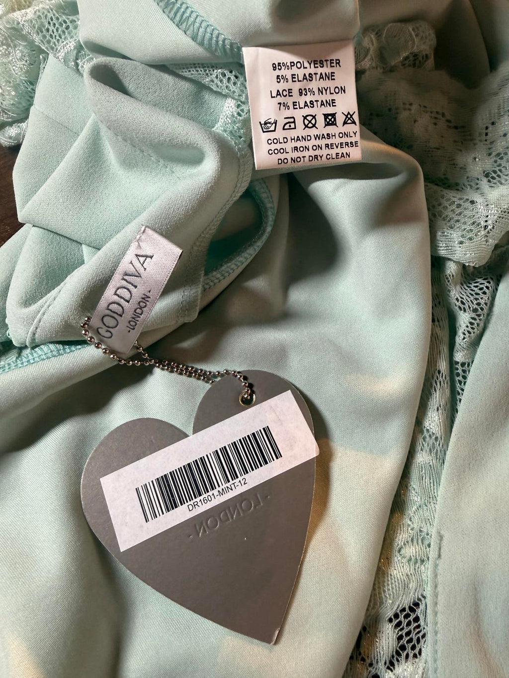 Goddiva Mint Lace Maxi Dress UK 12 / US 8 High Neck Open Back BNWT          .318