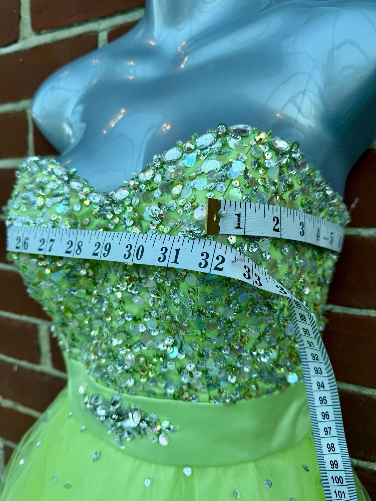 💚 Mori Lee by Madeline Gardner Embellished Lime Green Ball Gown – UK 2