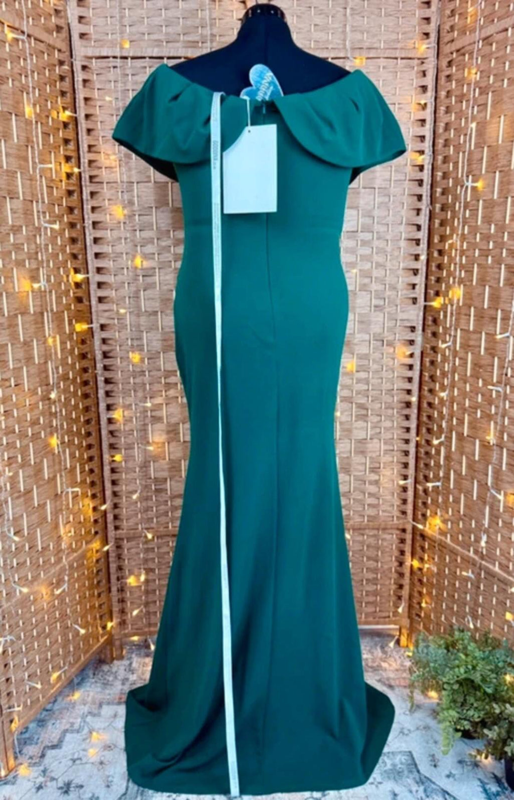 Goddiva Emerald Green Bardot Maxi Gown UK14 US10 BNWT