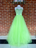 💚 Mori Lee by Madeline Gardner Embellished Lime Green Ball Gown – UK 2