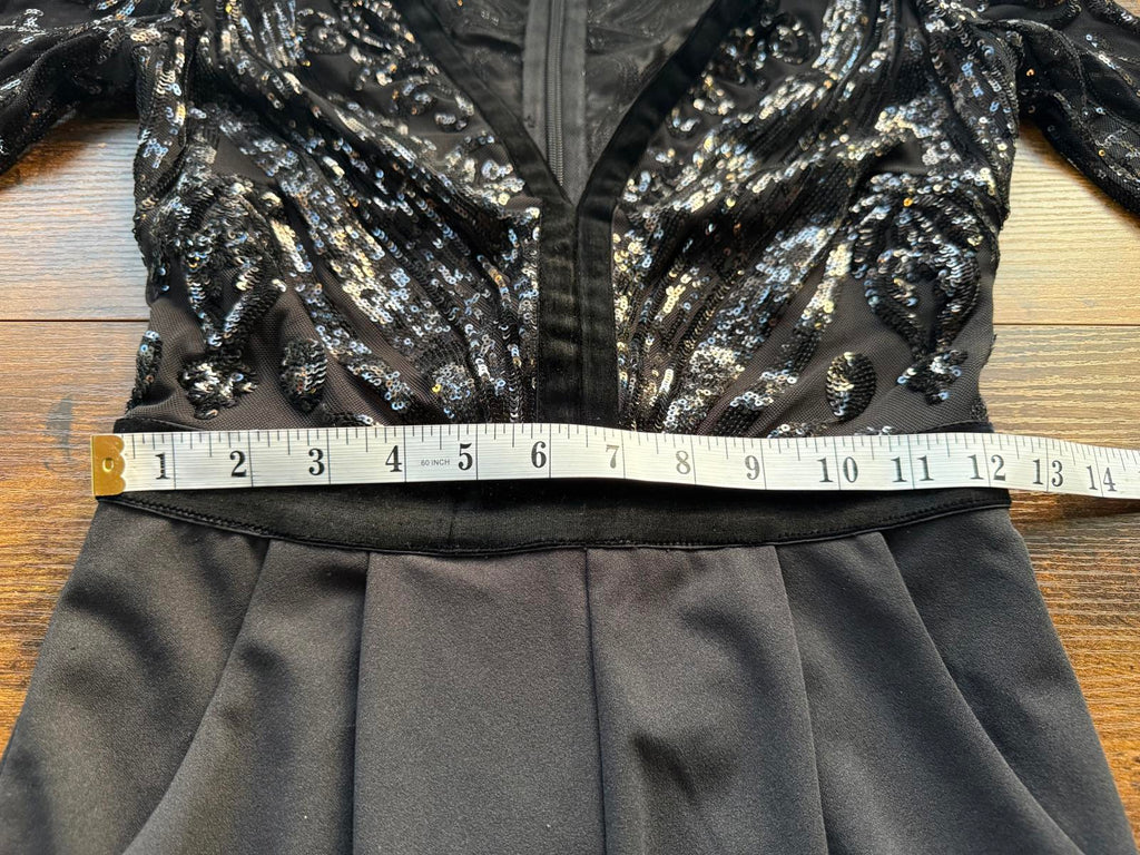 Goddiva London Black Sequin Mesh Bodice Jumpsuit – UK 8