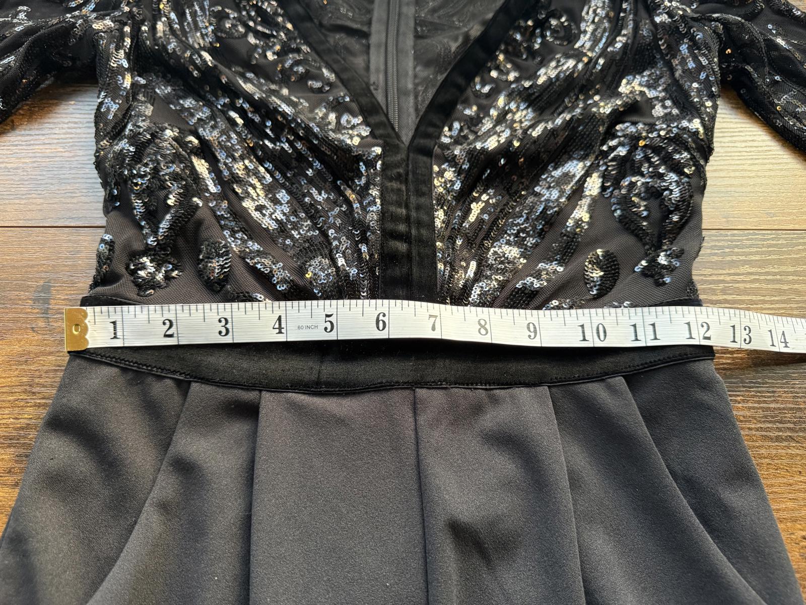 Goddiva London Black Sequin Mesh Bodice Jumpsuit – UK 8