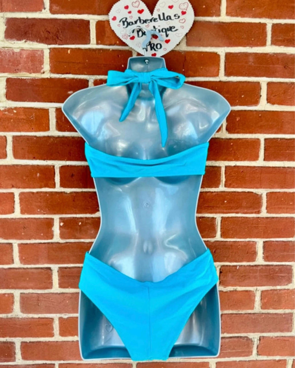 Turquoise Wrap-Around Cut-Out Swimsuit – 2-in-1 Halterneck Style!