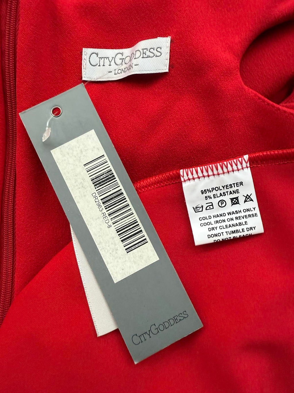 City Goddess London Red One-Shoulder Ruched Midi Dress UK 8 – Evening Wear 224