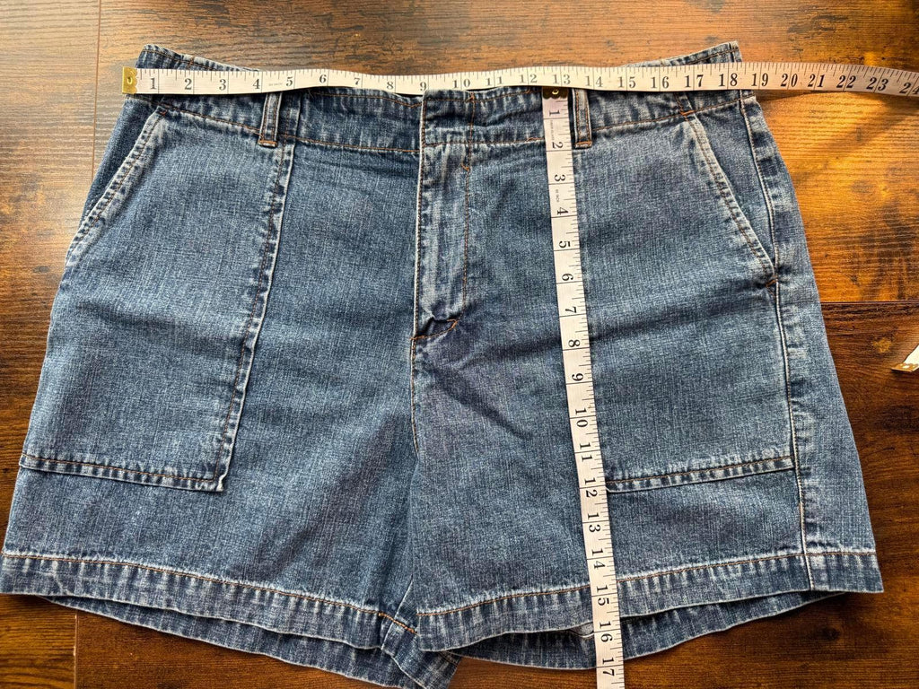 Calvin Klein Jeans Denim Shorts UK 16 Blue Utility Style Mid Rise