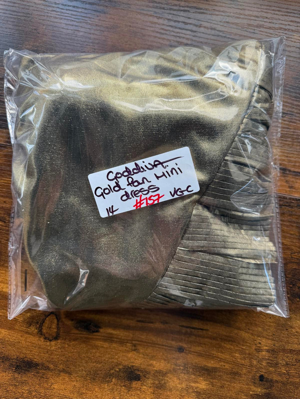 Goddiva London Metallic Gold Strapless Pleated Dress – UK 14 - VGC