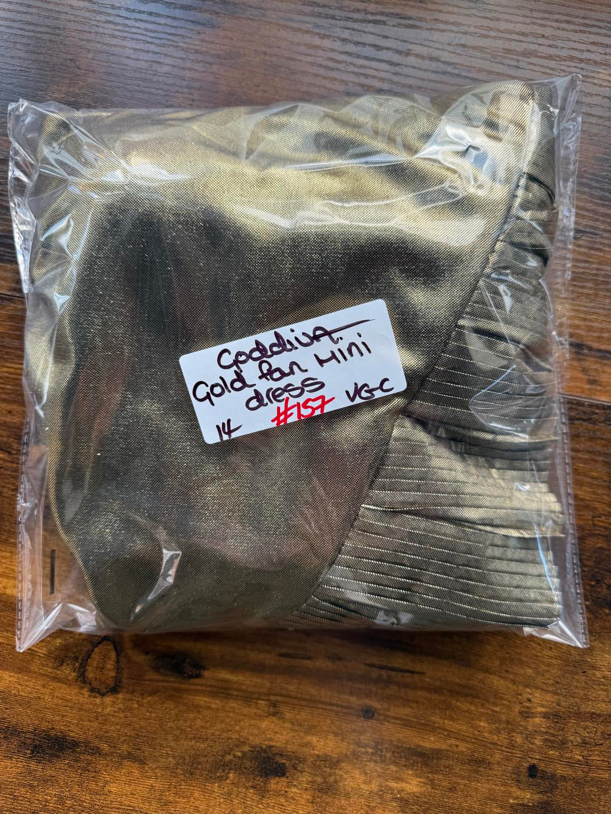 Goddiva London Metallic Gold Strapless Pleated Dress – UK 14 - VGC