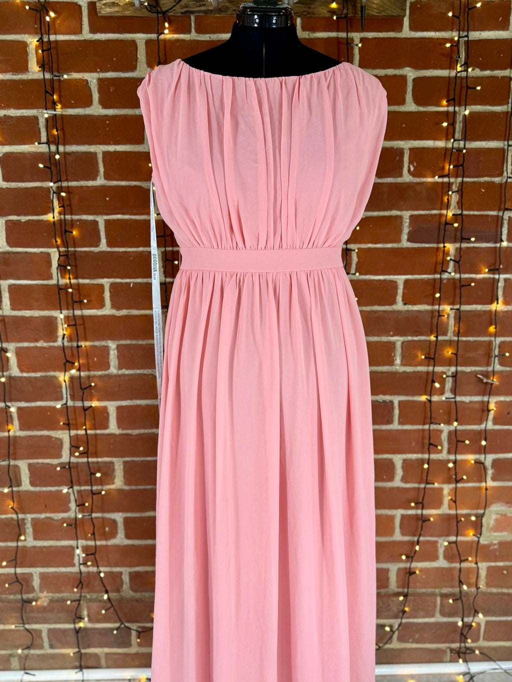 🌸 Goddiva London Grecian Style Maxi Dress – Peach – UK 14 – BNWT #123