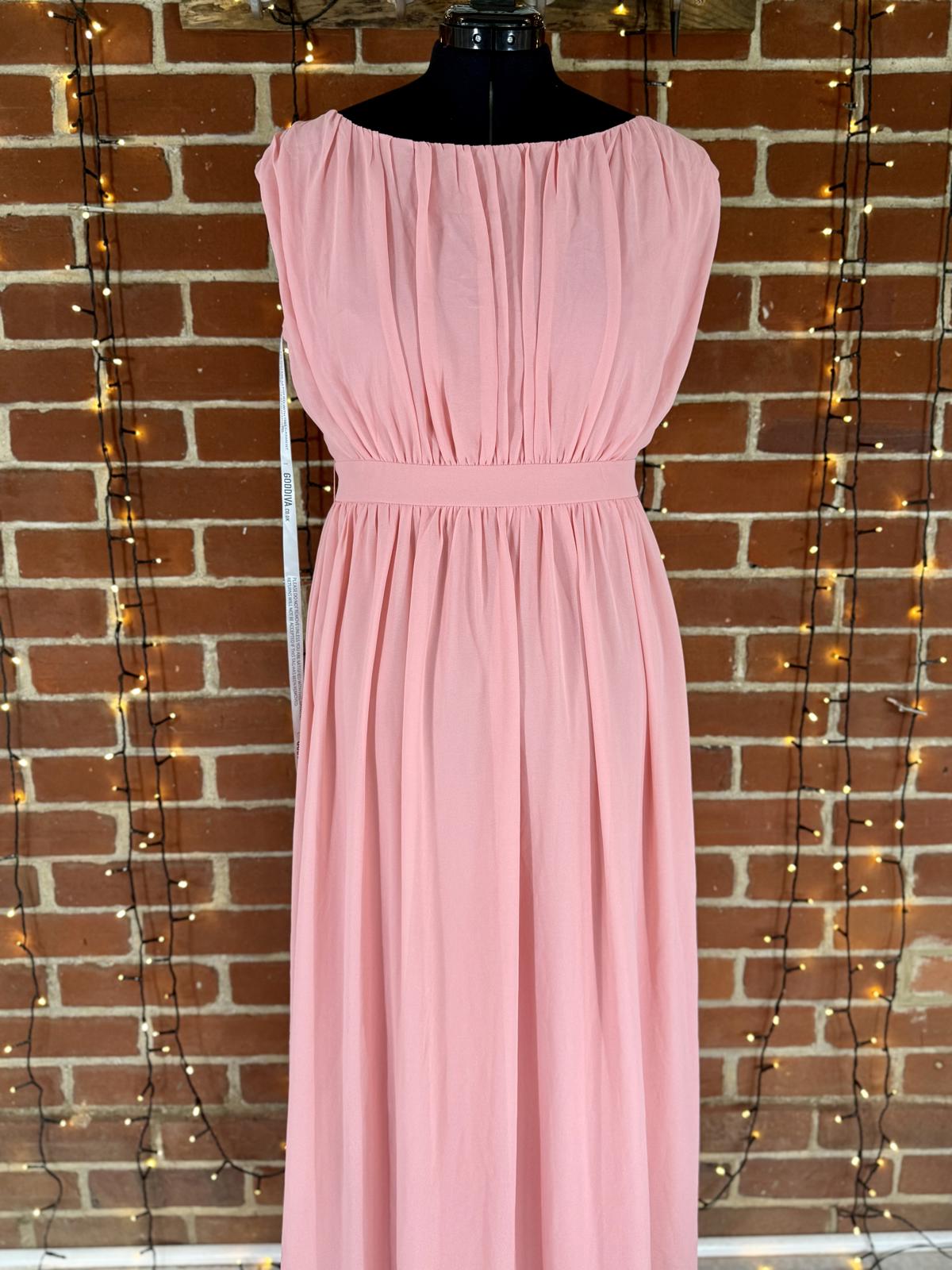 🌸 Goddiva London Grecian Style Maxi Dress – Peach – UK 14 – BNWT #123