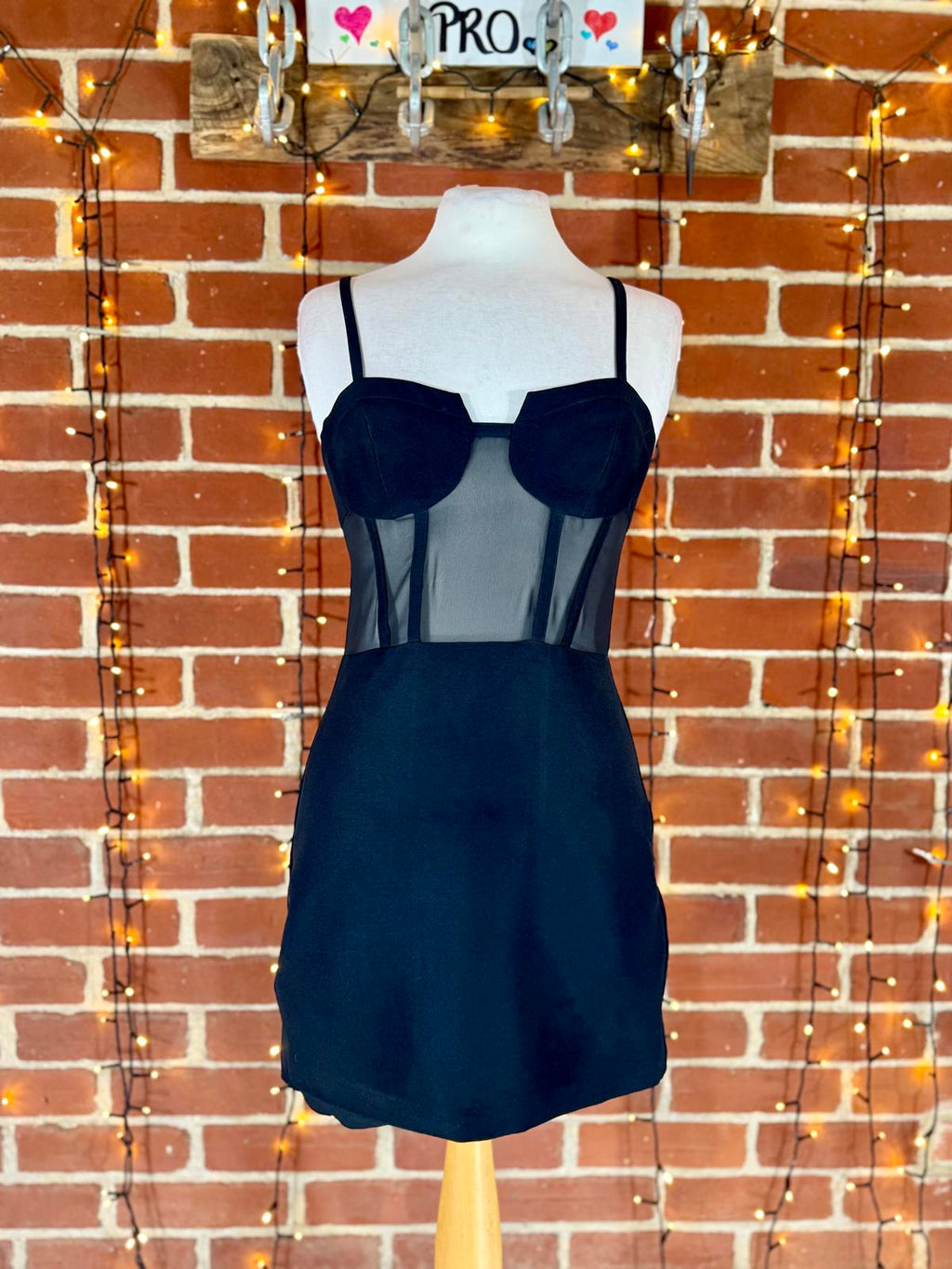 ZARA Black Mesh Corset Mini Dress Size S UK 8 Bustier Bodycon Party Evening #144