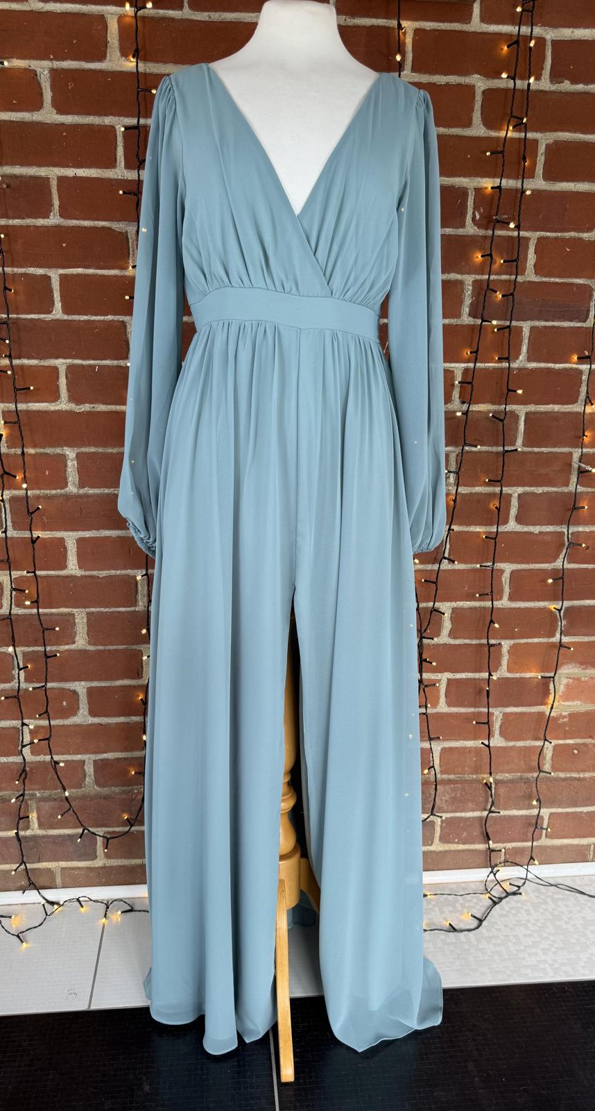 Goddiva London Sage Green Chiffon Maxi Dress UK 10 Evening                  .002