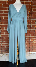 Goddiva London Sage Green Chiffon Maxi Dress UK 10 Evening                  .002