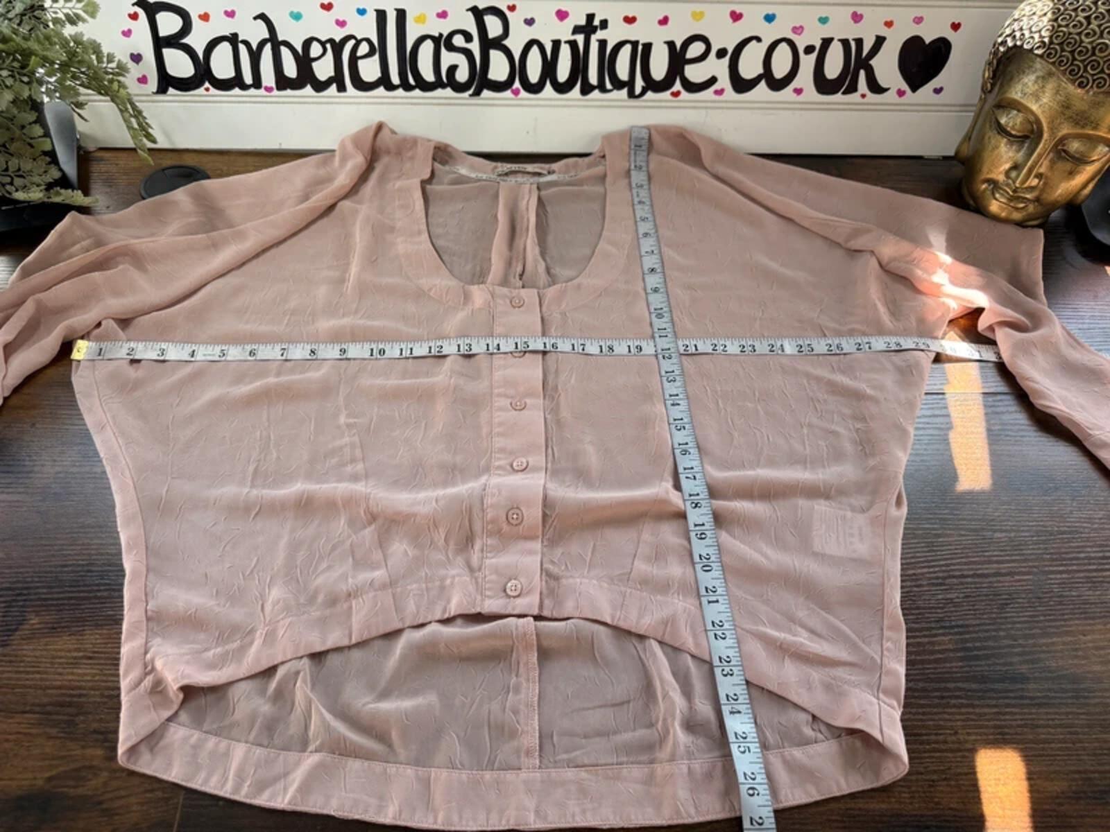 Crafted Dusky Pink Blouse UK 8–12 Batwing Sheer Floaty Top